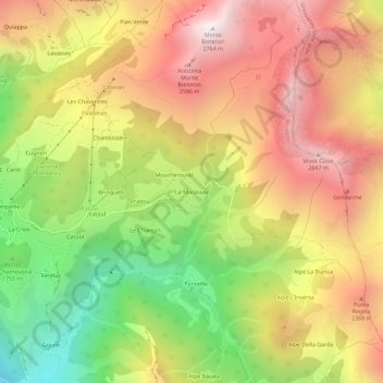 Topografische Karte La Murassaz, Höhe, Relief