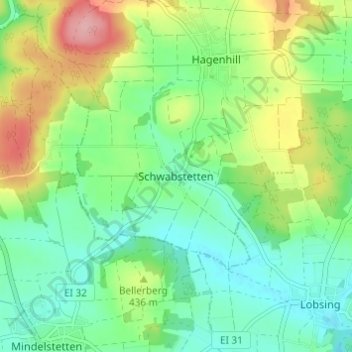 Topografische Karte Schwabstetten, Höhe, Relief