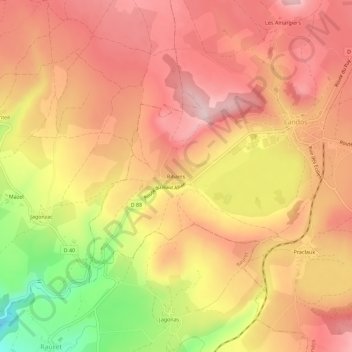 Topografische Karte Ribains, Höhe, Relief