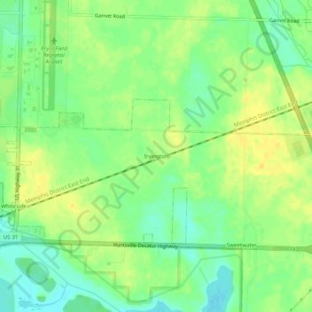 Topografische Karte Irvington, Höhe, Relief