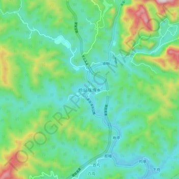 Topografische Karte 伶站瑶族乡, Höhe, Relief