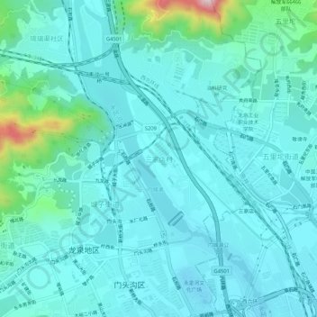 Topografische Karte 三家店村, Höhe, Relief