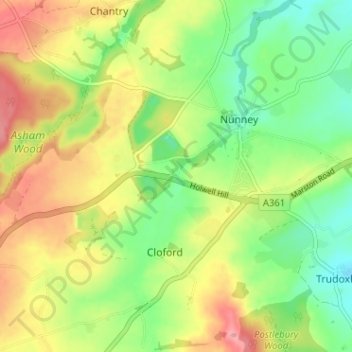 Topografische Karte Holwell, Höhe, Relief