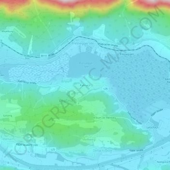 Topografische Karte Paßriach, Höhe, Relief