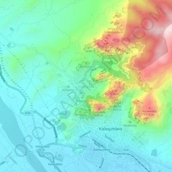 Topografische Karte Kastraki, Höhe, Relief