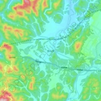 Topografische Karte 舟山镇, Höhe, Relief
