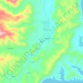 Topografische Karte 白塔, Höhe, Relief