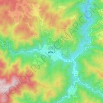 Topografische Karte Девин, Höhe, Relief