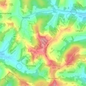 Topografische Karte Hundseck, Höhe, Relief