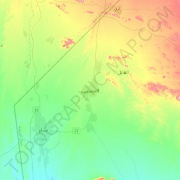 Topografische Karte Al Mudaybi, Höhe, Relief