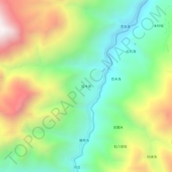 Topografische Karte 拉卡洞, Höhe, Relief
