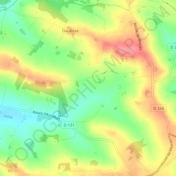 Topografische Karte Sous Marin, Höhe, Relief