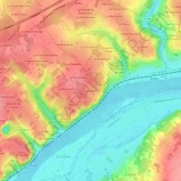 Topografische Karte Saint-Méen, Höhe, Relief