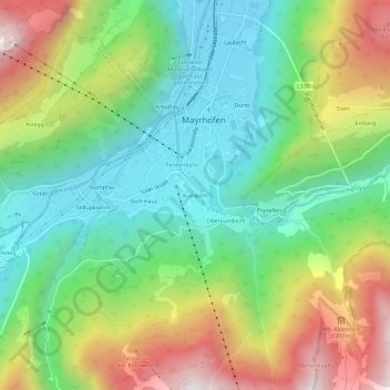 Topografische Karte Kumbichl, Höhe, Relief