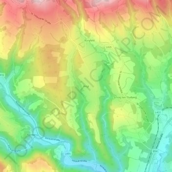 Topografische Karte Riegl, Höhe, Relief
