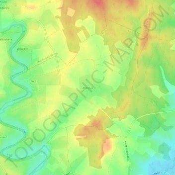 Topografische Karte Andenas, Höhe, Relief