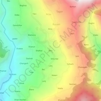 Topografische Karte Tans, Höhe, Relief