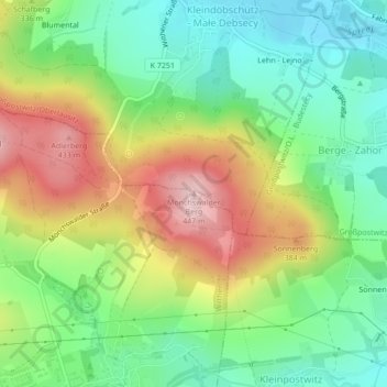 Topografische Karte Mönchswalder Berg, Höhe, Relief