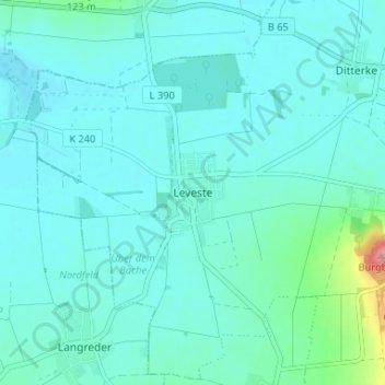 Topografische Karte Leveste, Höhe, Relief