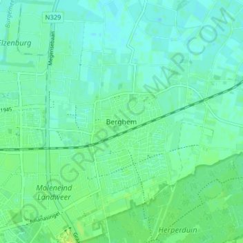 Topografische Karte Berghem, Höhe, Relief