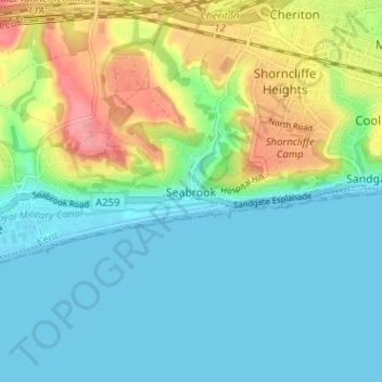 Topografische Karte Seabrook, Höhe, Relief