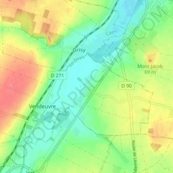 Topografische Karte Morières, Höhe, Relief