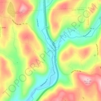 Topografische Karte Lenox, Höhe, Relief