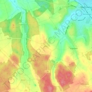 Topografische Karte Sießen, Höhe, Relief
