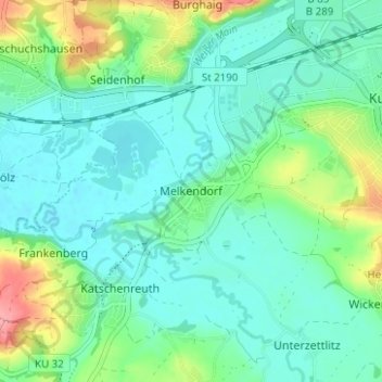 Topografische Karte Melkendorf, Höhe, Relief
