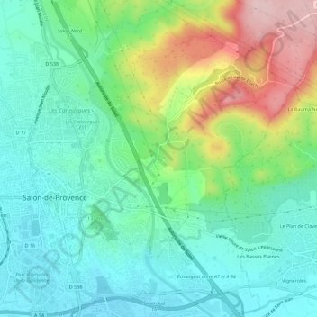 Topografische Karte Le Val de Cuech, Höhe, Relief