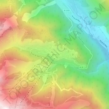 Topografische Karte Auron, Höhe, Relief
