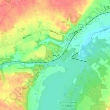 Topografische Karte Tange, Höhe, Relief