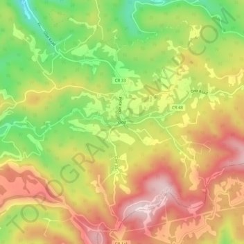 Topografische Karte Odd, Höhe, Relief