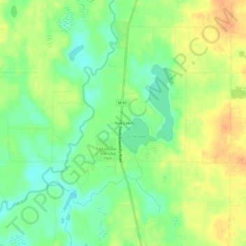 Topografische Karte Turk Lake, Höhe, Relief
