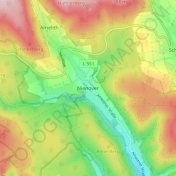 Topografische Karte Nienover, Höhe, Relief