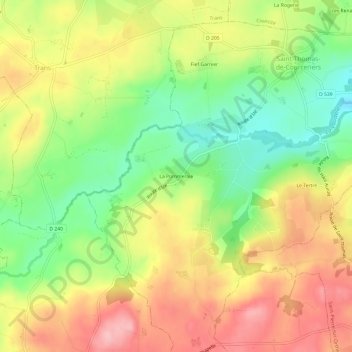 Topografische Karte La Pommeraie, Höhe, Relief