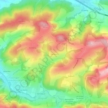 Topografische Karte Damberg, Höhe, Relief