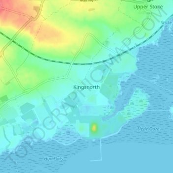 Topografische Karte Kingsnorth, Höhe, Relief