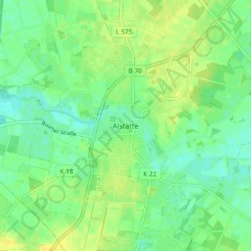 Topografische Karte Alstätte, Höhe, Relief