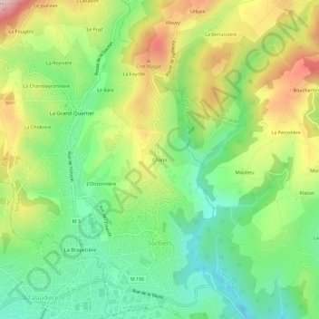 Topografische Karte Chana, Höhe, Relief