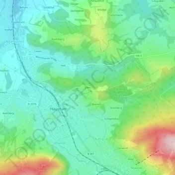 Topografische Karte Laim, Höhe, Relief