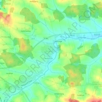 Topografische Karte Binabiburg, Höhe, Relief