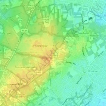 Topografische Karte Tafelberg, Höhe, Relief