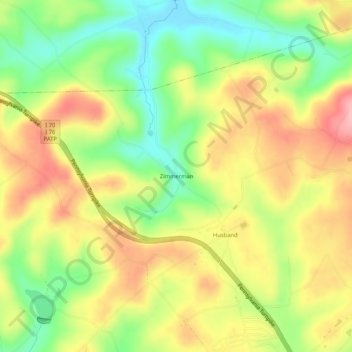 Topografische Karte Zimmerman, Höhe, Relief