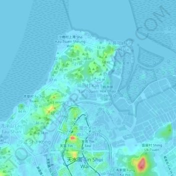Topografische Karte 隔田村, Höhe, Relief
