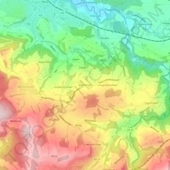 Topografische Karte Alterschwil, Höhe, Relief