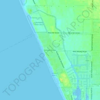 Topografische Karte Oxnard Shores, Höhe, Relief