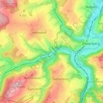 Topografische Karte Landesgrenze, Höhe, Relief