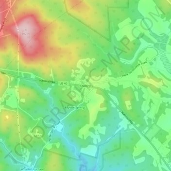 Topografische Karte Chalkhill, Höhe, Relief