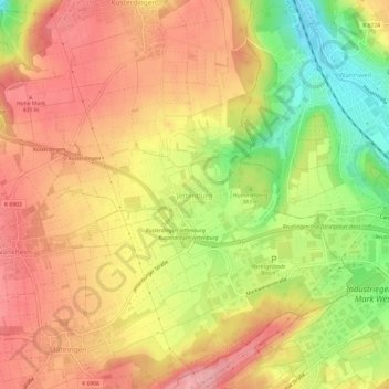 Topografische Karte Jettenburg, Höhe, Relief